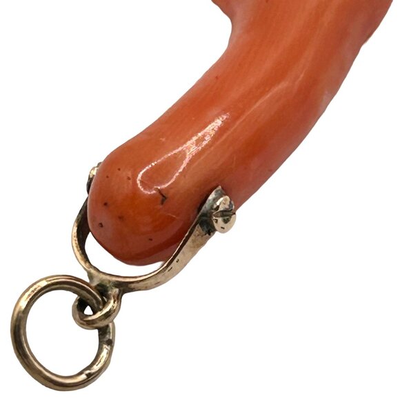 Antique Natural Coral Branch Pendant with 14k Gold Bail - Circa Late 1800s - Picture 4 of 6
